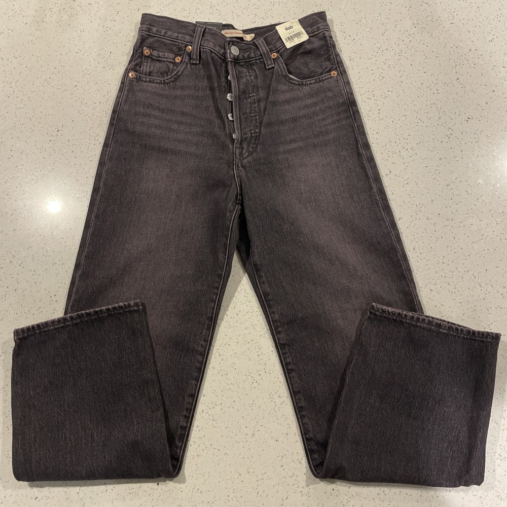 Levi's Premium Ribcage‎ Straight Jeans Size 26/29 Purple Cotton Button Fly NWT
